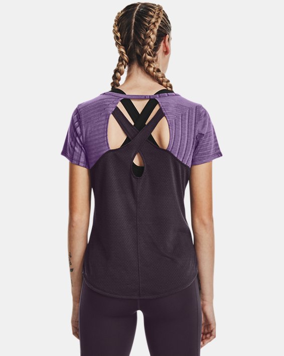 Women's UA Streaker Deco Diamond Short Sleeve, Purple, pdpMainDesktop image number 1